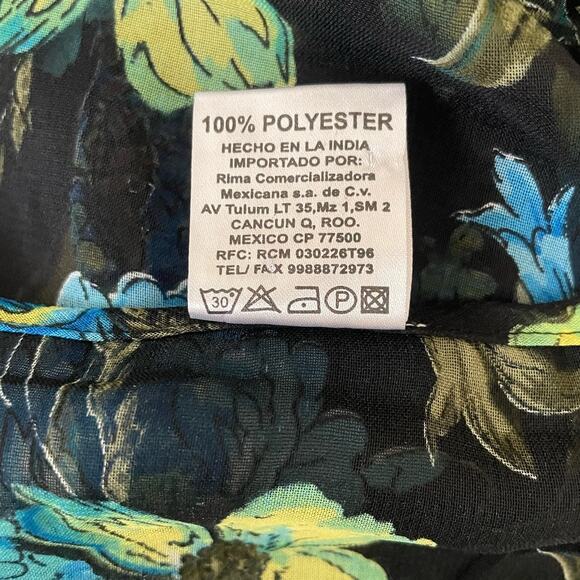 Rima Beachworld Women Top S Blue Floral Light Sheer Beachy Coverup Tropical Boho - Picture 7 of 8